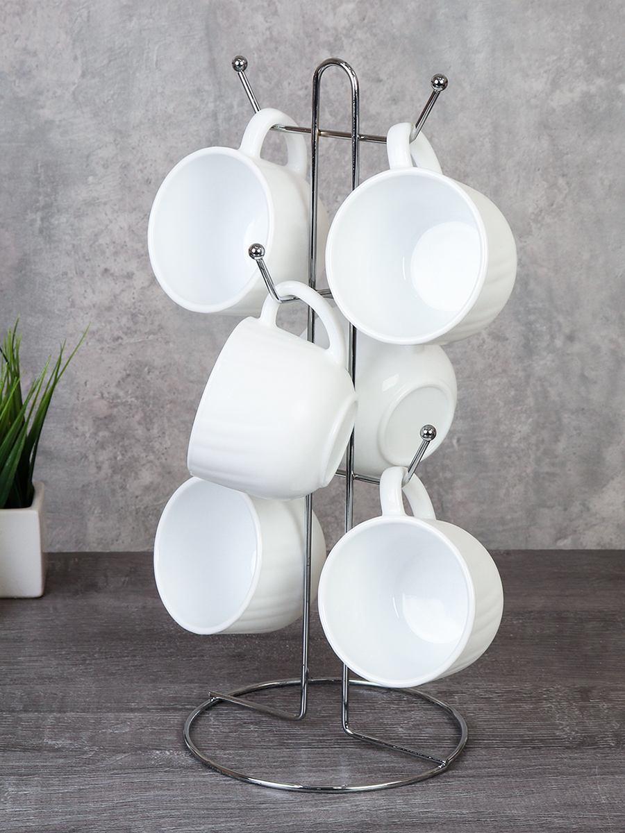 Кружка 6 штук на металлическом стенде 210 мл DCB210 (white) 743166