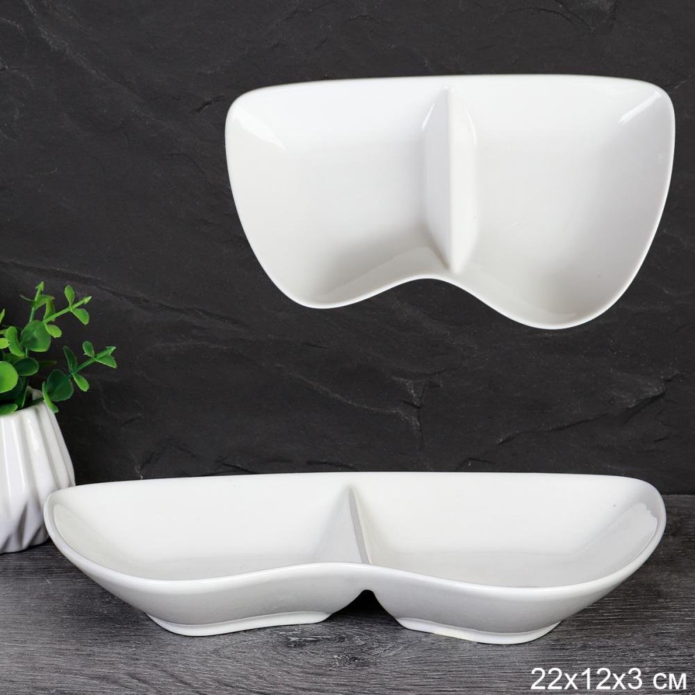 Блюдо менажница 2 секции 22 см Очки / WE-705 /уп 52/