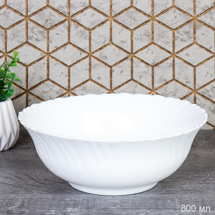 Тарелка глубокая суповая 800 мл Тюльпан Богатырь белая LHBW-70 (WHITE) /уп 48/ 730546