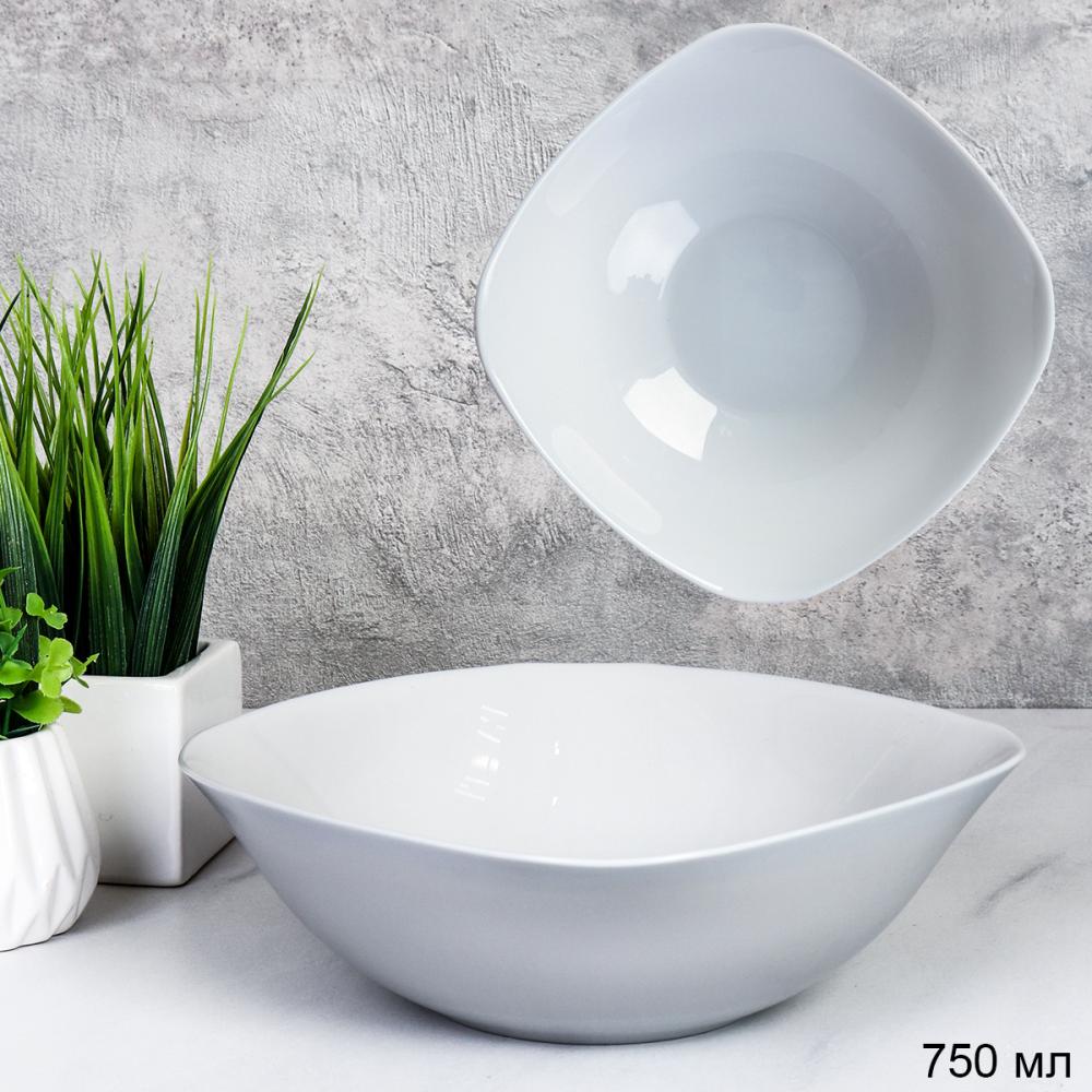 Салатник квадратный 750 мл Серый цвет тарелка глубокая GR-SQ-FLFW75 /уп 48/