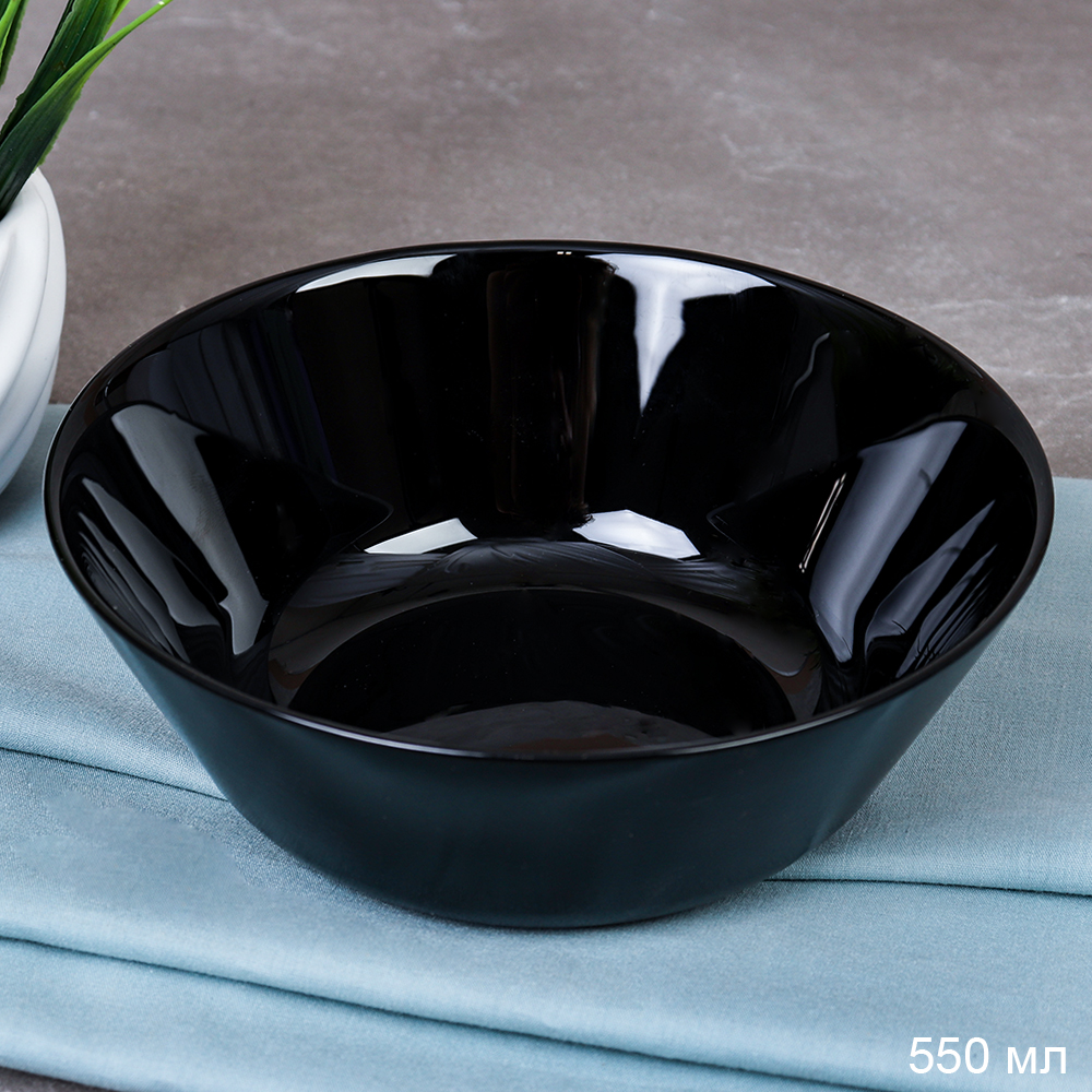 Салатник 550 мл 155 мм ЧЕРНЫЙ Евро тарелка глубокая BNNW60T(BLACK) /уп48/