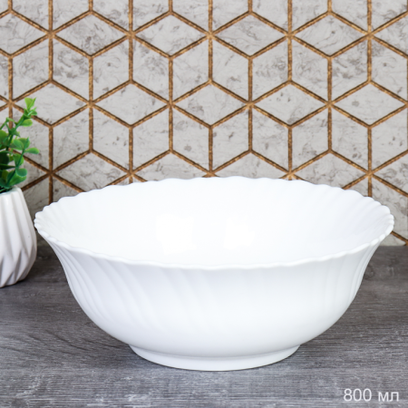 Тарелка глубокая суповая 800 мл Тюльпан Богатырь белая LHBW-70 (WHITE) /уп 48/ 730546