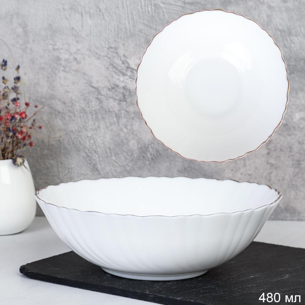 Салатник 480 мл 155 мм ЗОЛОТО Классика тарелка суповая TW-60 White Gold /уп 72/
