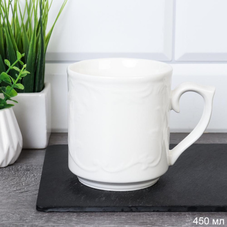 Кружка 450 мл Белая фактурная / B702 /уп 48/