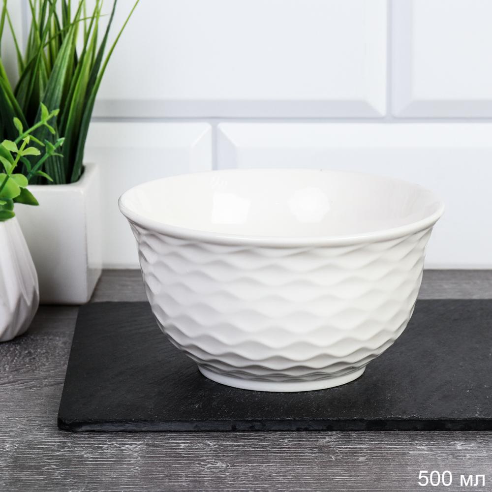 Салатник 500 мл тарелка глубокая суповая Волна / WE-7013 /уп 48/