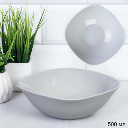 Тарелка квадратная суповая 500 мл 165 мм Серый цвет GR-SQ FLFW65 /уп48/ 740268