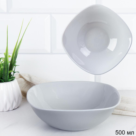 Салатник квадратный 500 мл 165 мм Серый цвет тарелка глубокая SQ-LFW65 (уп 72)