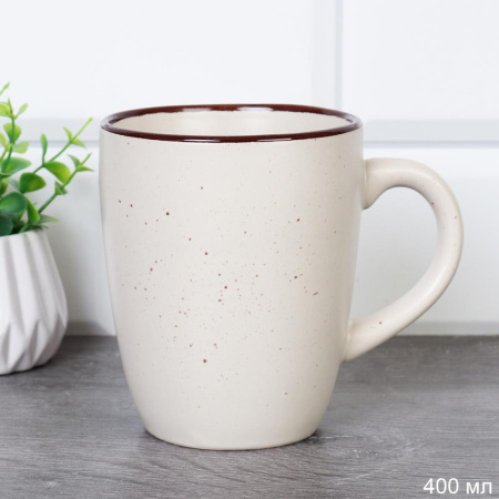 Кружка 400 мл / 1500 /уп 48/ Ручная работа Точки шоколад