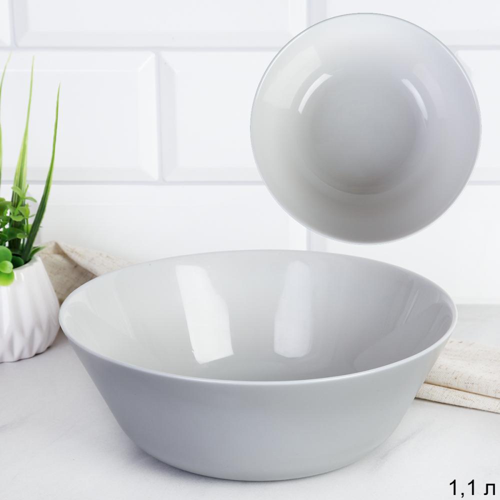 Салатник 1100 мл 190 мм Серый цвет Евро GR-FLMLW75 /уп 36/