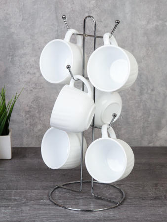 Кружка 6 штук на металлическом стенде 210 мл DCB210 (white) 743166