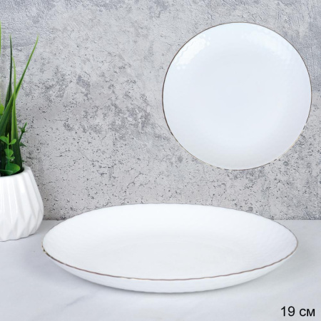Тарелка плоская 190 мм десертная ЗОЛОТО белая ZSP75 (White Gold ) уп 6-72