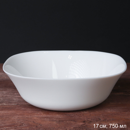 Салатник квадратный 750 мл 170 мм тарелка глубокая белый / FSW-75 white /уп 3/36/