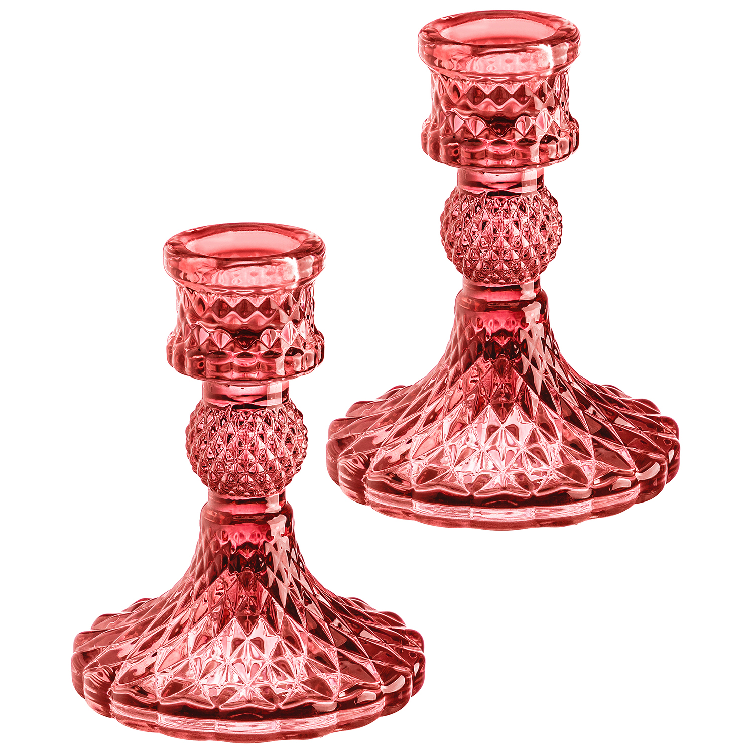 БЫЛО 413 руб! Набор 2 подсвечников 7,7*7,7*10 см красный, стекло