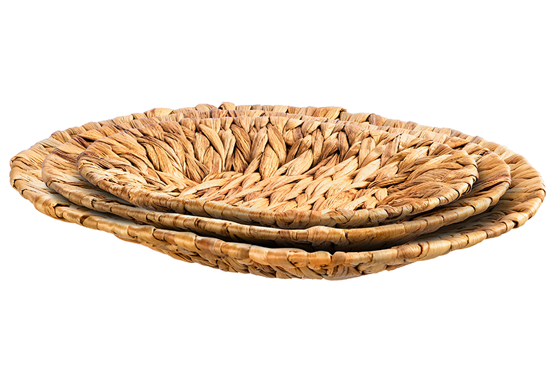 Набор 3 плетеных корзин 37*30*5,5 см, 33*26*4,5 см, 28*22*4см, водный гиацинт