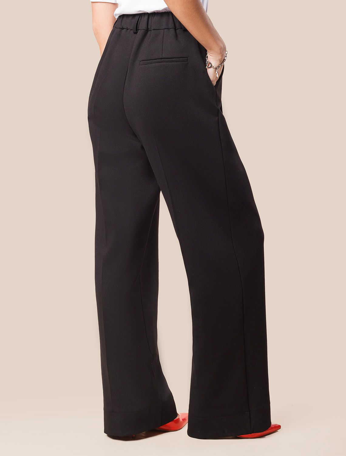 Брюки-палаццо на резинке сзади из джерси D44.148 черный