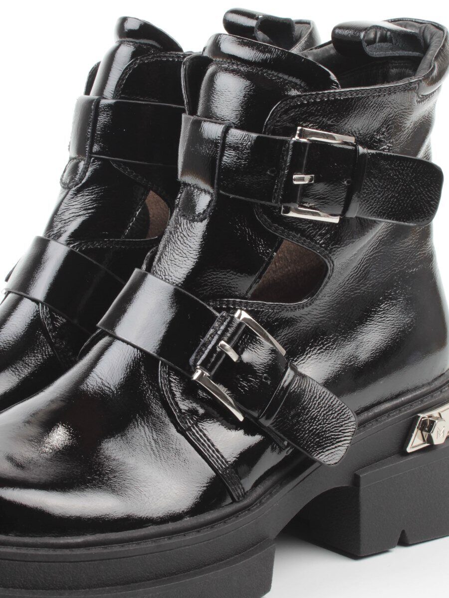 01-D1-8071 BLACK Ботинки демисезонные женские (натуральная кожа, байка)