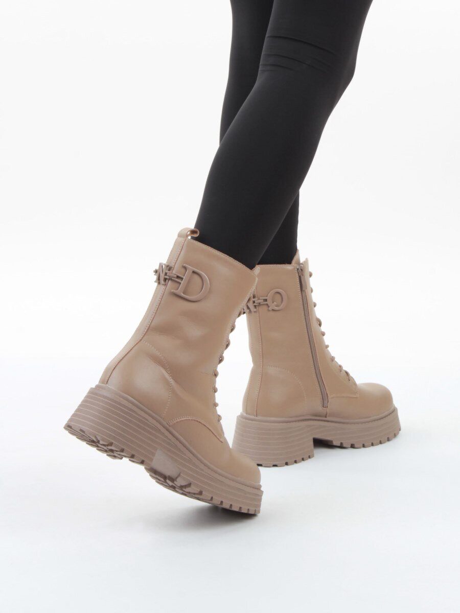 04-PAX31-2Z DK. BEIGE Ботинки зимние женские (натуральная кожа, 100% шерсть)