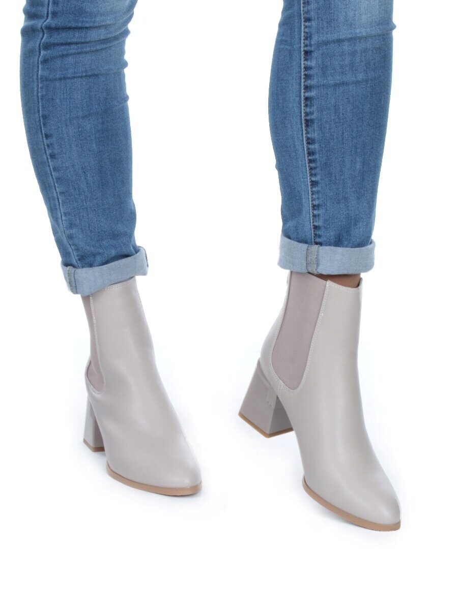 01-PCM359-2 GRAY/BEIGE Ботинки Челси демисезонные женские (натуральная кожа, байка)