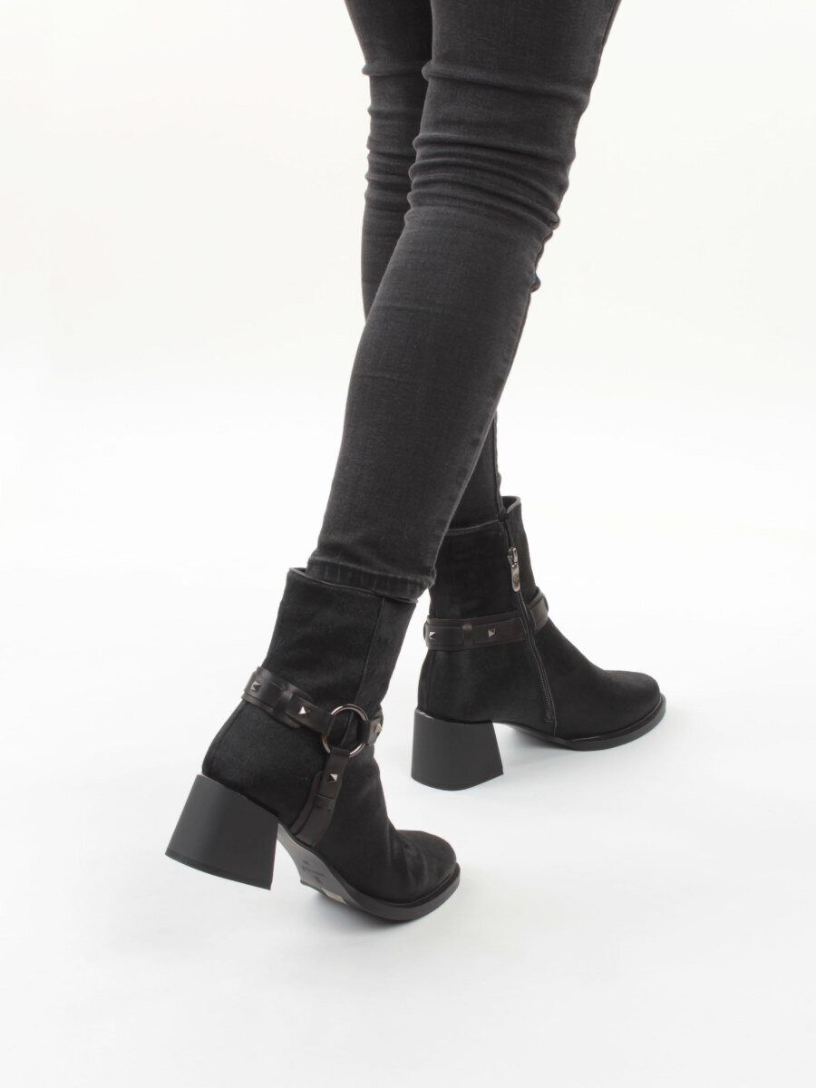 04-HJM3013 BLACK Ботинки зимние женские (натуральная кожа, натуральный мех)