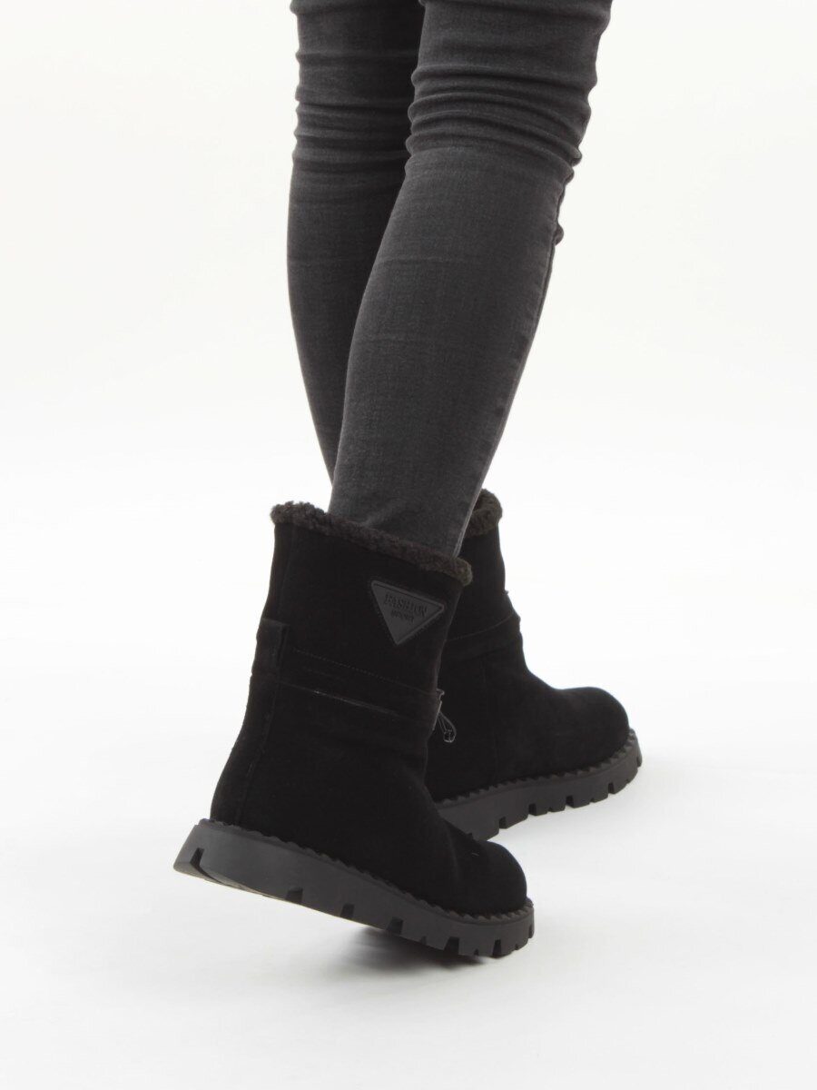 04-PAL273-1Z BLACK Ботинки зимние женские (натуральная замша, 100% шерсть)