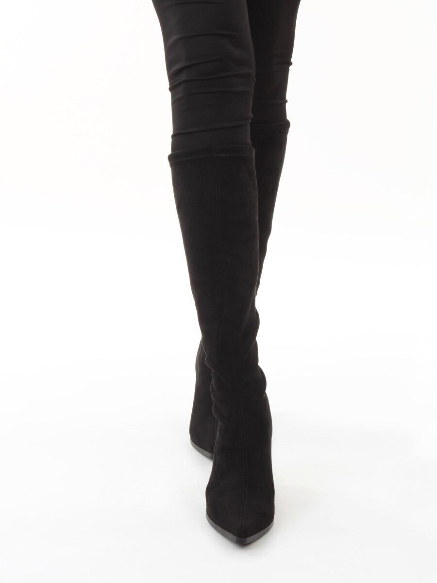 02-H26B-47B BLACK Сапоги демисезонные женские (велюр)