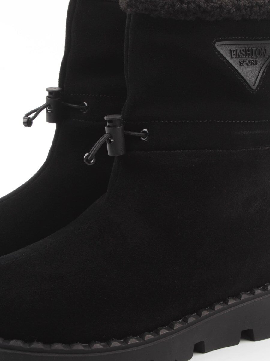 04-PAL273-1Z BLACK Ботинки зимние женские (натуральная замша, 100% шерсть)