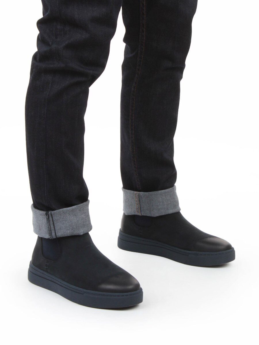 05-X30311A-7 INK. BLUE Ботинки демисезонные мужские (натуральная кожа, байка)