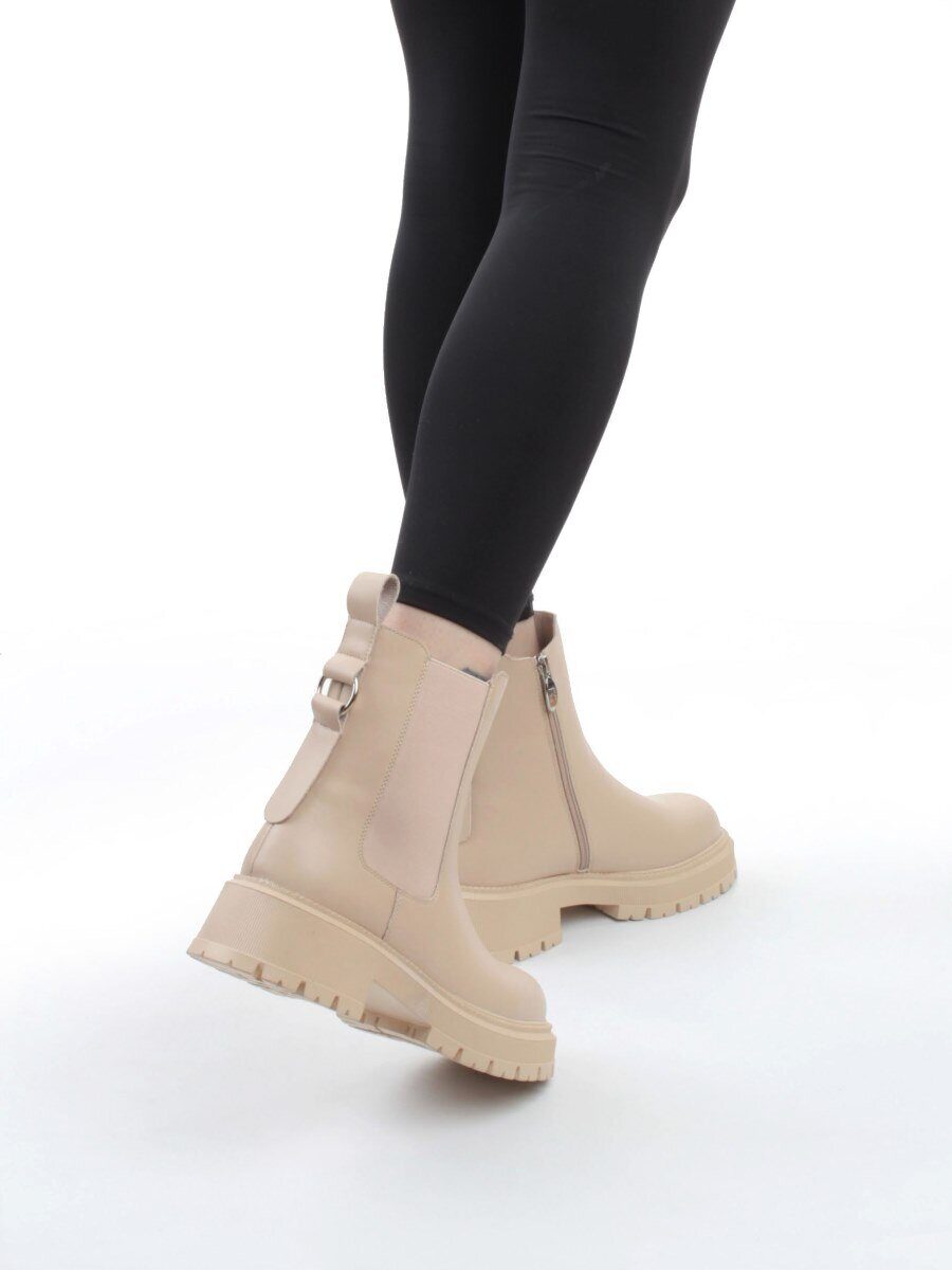 04-PAT160-2Z BEIGE Ботинки зимние женские (натуральная кожа, 100% шерсть)