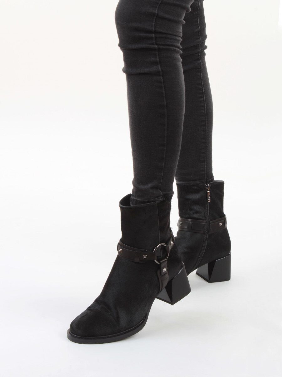 04-HJM3013 BLACK Ботинки зимние женские (натуральная кожа, натуральный мех)