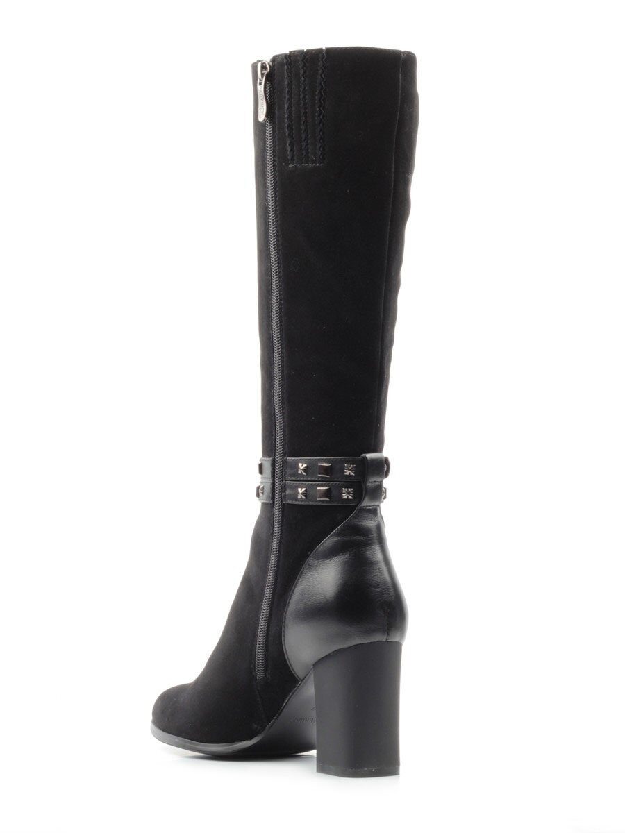 02-XH-Z374-14539-1R BLACK Сапоги демисезонные женские (натуральная замша, байка)