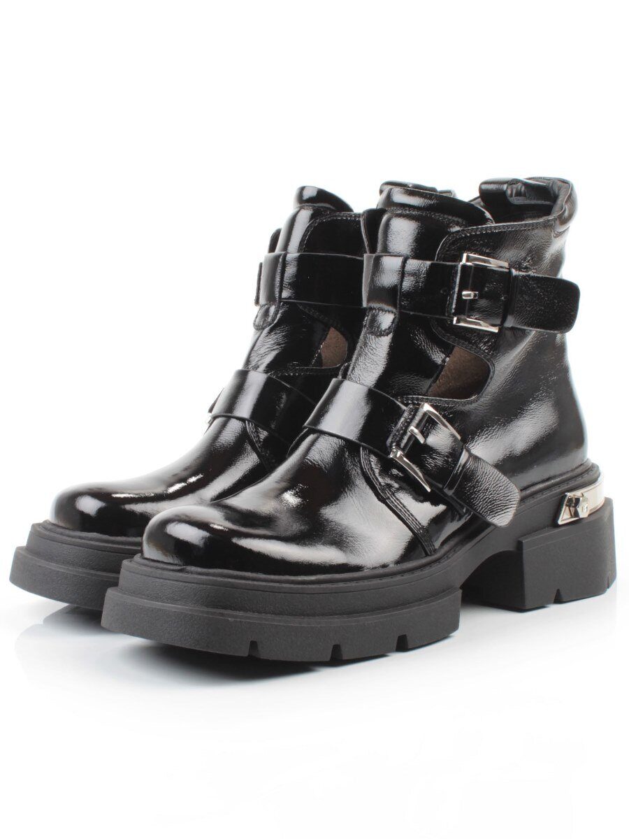 01-D1-8071 BLACK Ботинки демисезонные женские (натуральная кожа, байка)