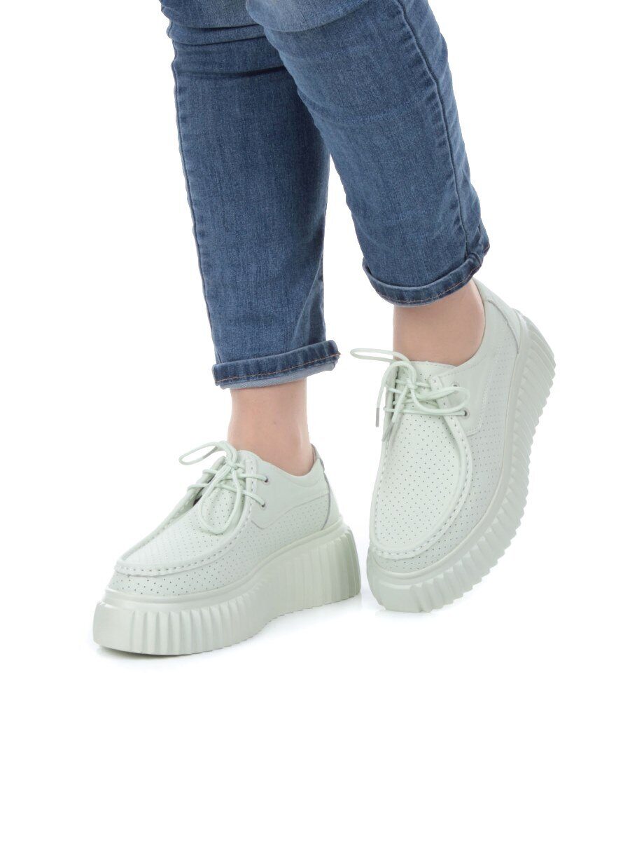 03-PDA169-4 GREEN Полуботинки женские (натуральная кожа)