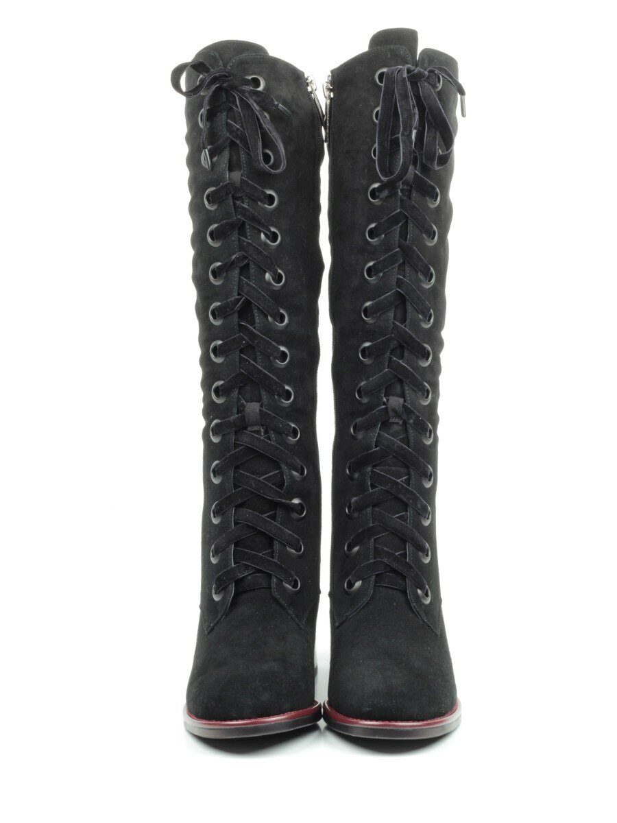 02-XR194-1 BLACK Сапоги женские (натуральная замша, натуральный мех (евромех))