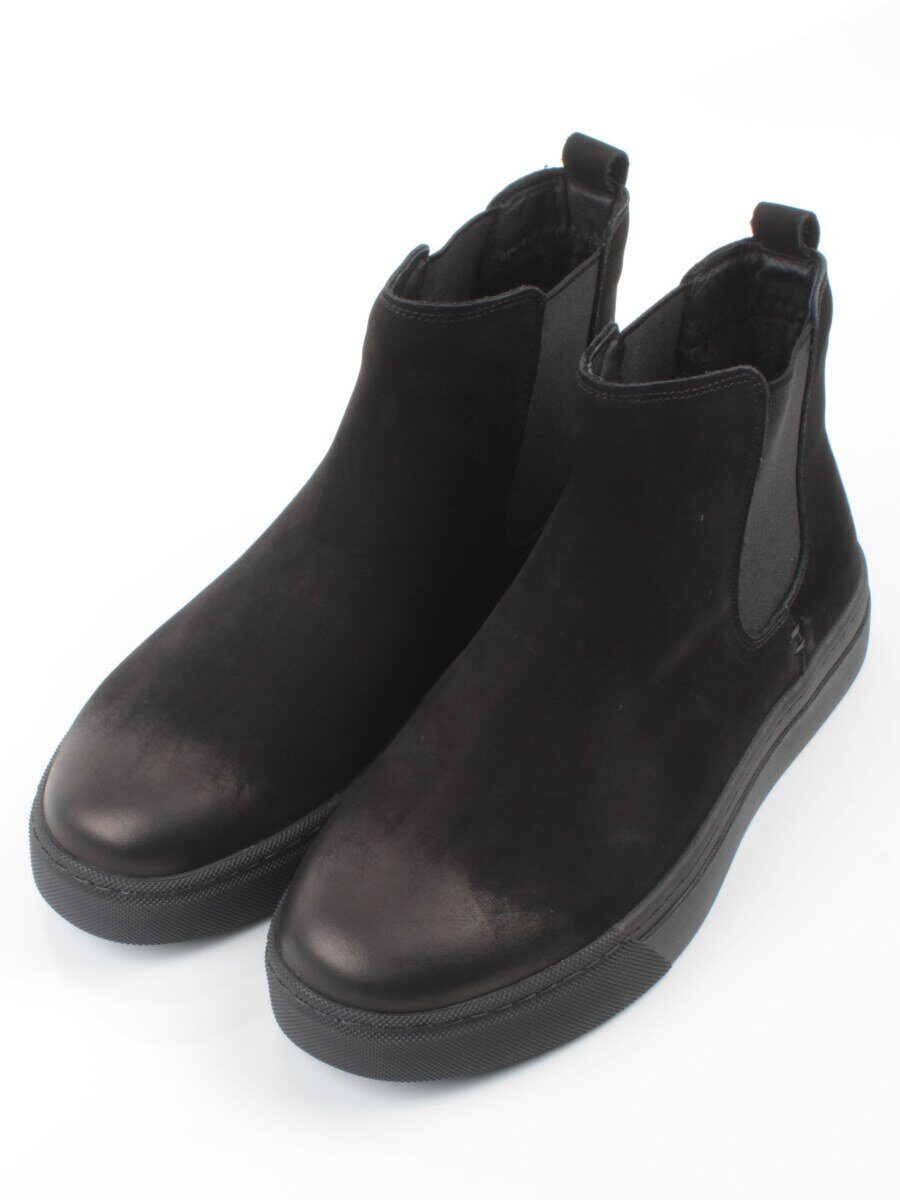 05-X30311A-1 BLACK Ботинки демисезонные мужские (натуральная кожа, байка)