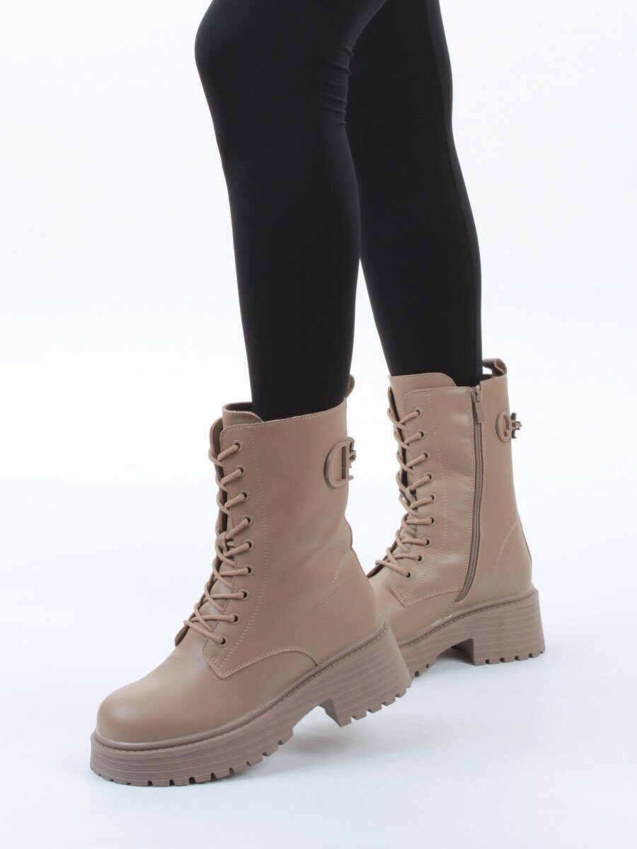 04-PAX31-2Z DK. BEIGE Ботинки зимние женские (натуральная кожа, 100% шерсть)