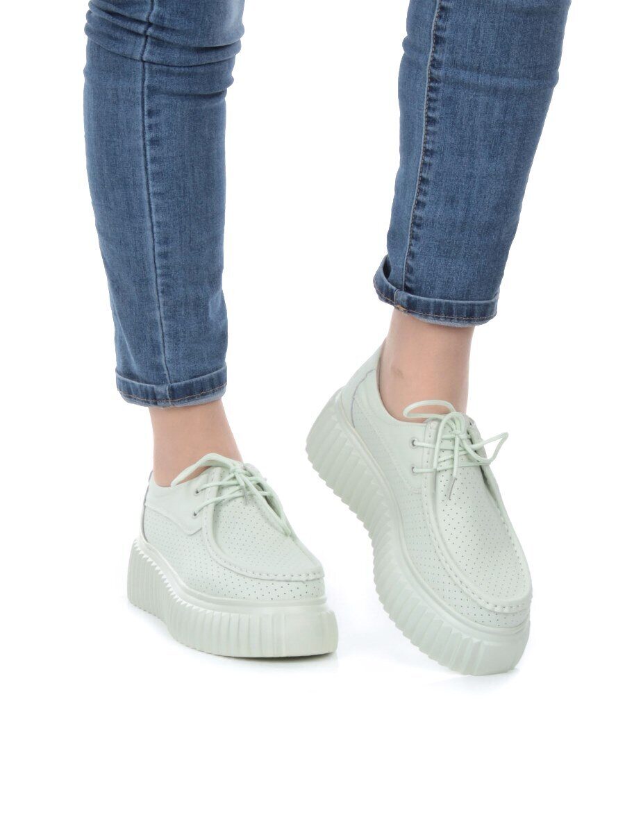 03-PDA169-4 GREEN Полуботинки женские (натуральная кожа)