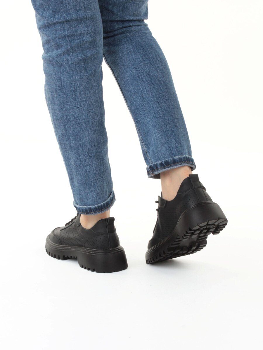 03-YH329-3 BLACK Полуботинки женские (натуральная кожа)