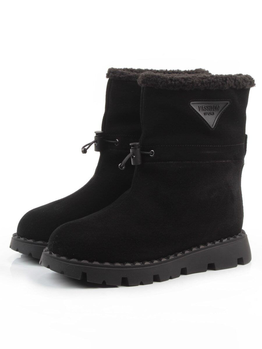 04-PAL273-1Z BLACK Ботинки зимние женские (натуральная замша, 100% шерсть)