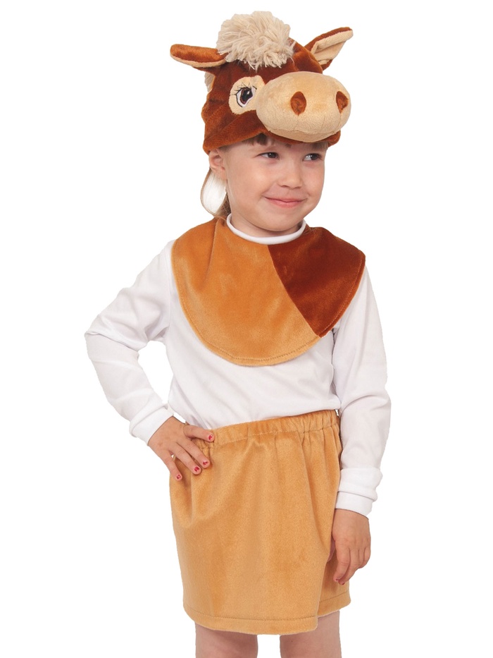 Карнавальный костюм «Лошадка» плюш-ЛАЙТ, манишка, юбка, шапочка, рост 92-116