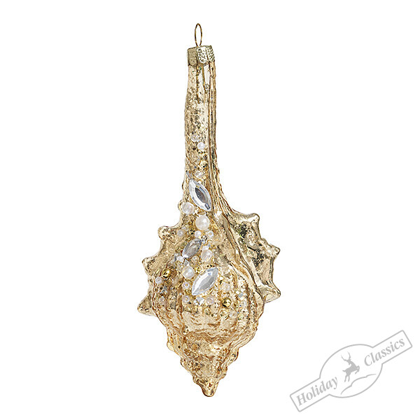 Ракушка Мурекс золотая винтаж (стекло) 6х5х14,5 см