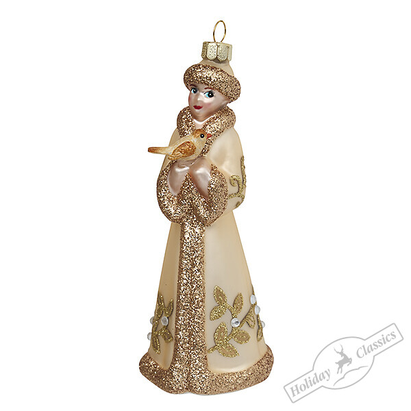 Снегурочка в боярской шапке золотая (стекло) 5,5х5,5х14,5 см