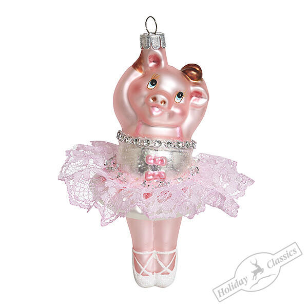 Свинка Мари в розовой пачке (стекло) 9х9х14 см