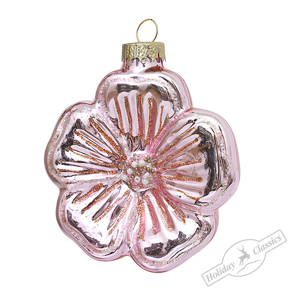 Цветочек Мальва розовый (стекло) 8х3х9 см