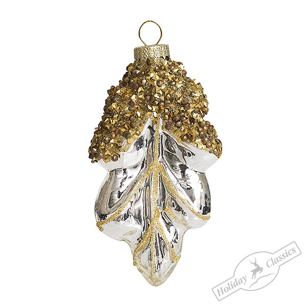 Лист дубовый серебряный (стекло) 6х2х10,5 см