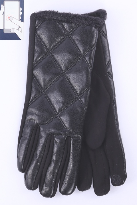 Перчатки жен. LuMeiJia F-1 иск.кожа/сенсор