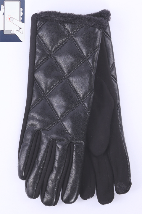 Перчатки жен. LuMeiJia F-1 иск.кожа/сенсор