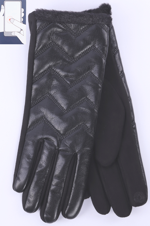 Перчатки жен. LuMeiJia F-3 иск.кожа/сенсор
