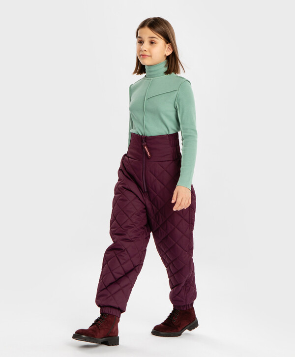 2280 р.  2850 р.  Брюки утепленные демисезонные стеганые с высоким поясом фиолетовые для девочки Button Blue