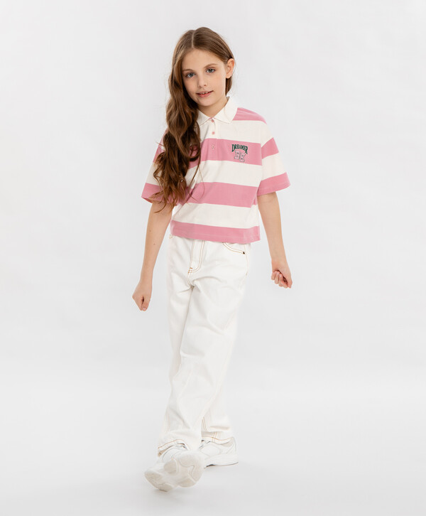 1600 р.  2000 р.  Джинсы carrot fit молочные для девочки Button Blue