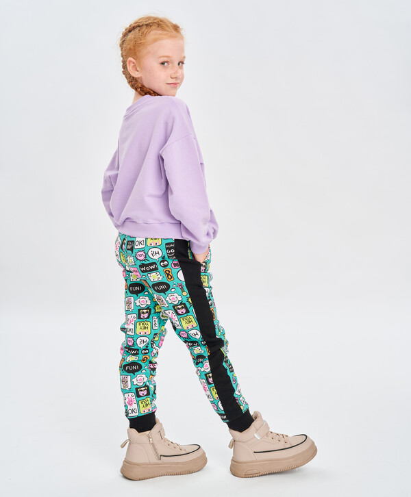 960 р.  1200 р.  Брюки с лампасами и принтом Button Blue